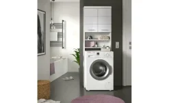 Waschmaschinenumbauschrank SCHLOONSEE, Breite 63cm, für Waschmaschine & Trockner, 2 Türen, MDF-Front, in verschiedenen Farben, Überbauschrank, Umbauschrank, Badschrank Schloonsee | Weiß, hochglanz
