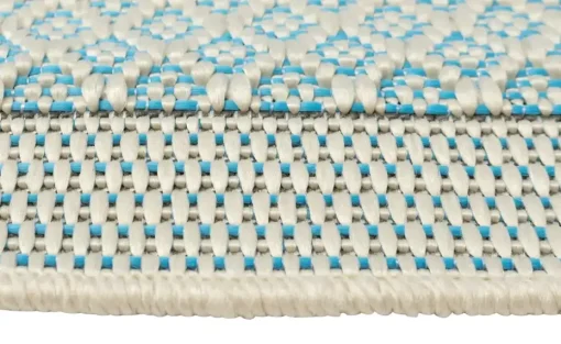 Webteppich Pool-Party | 80x150 cm, Creme, Rot, Blau