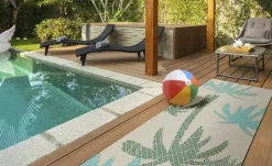 Webteppich Pool-Party | 80x150 cm, Creme, Grün, Blau