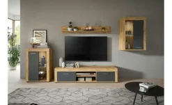 Wohnwand Bardenas | Eiche (Nachbildung), Grau | Höffner