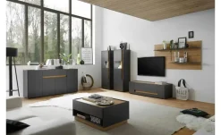 Wohnwand Cande | Anthrazit, Eiche (Nachbildung)