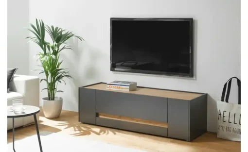 Wohnwand Cande | Eiche (Nachbildung), Anthrazit