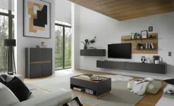 Wohnwand Cande | Eiche (Nachbildung), Anthrazit