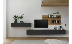 Wohnwand Cande | Eiche (Nachbildung), Anthrazit