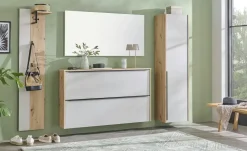 Wohnwert Garderobenpaneel Arca | Eiche (Nachbildung) / Glas Sand matt