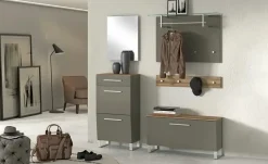Wohnwert Hängeschuhschrank Helen | Lavagrau, matt, Eiche (Nachbildung)