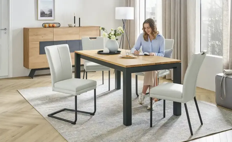 Wohnwert Polsterstuhl  mit Griff Mia | Quadratrohr, Hellgrau