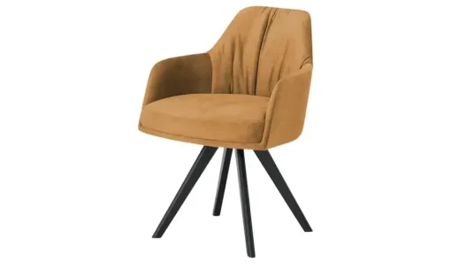 Woodford Armlehnstuhl mit Massivholzgestell Milan | Curry, Schaumstoff