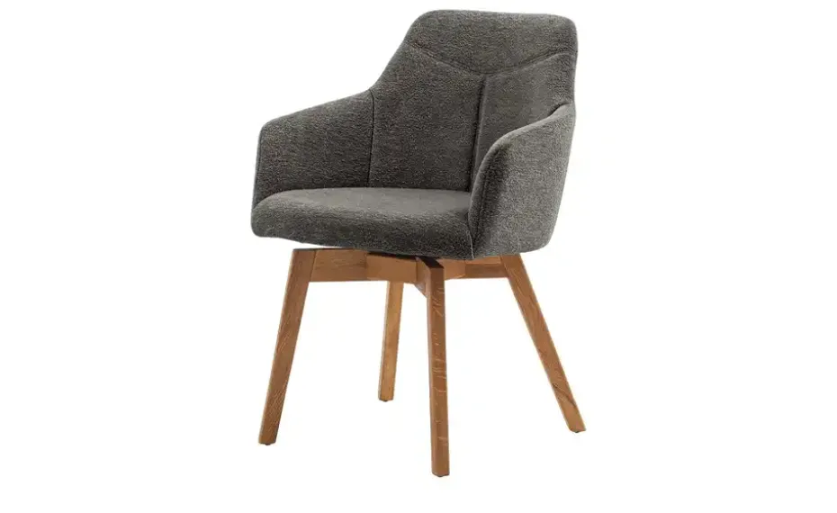 Woodford Armlehnstuhl mit Bouclé Bezug Merano | Anthrazit, ohne Drehfunktion