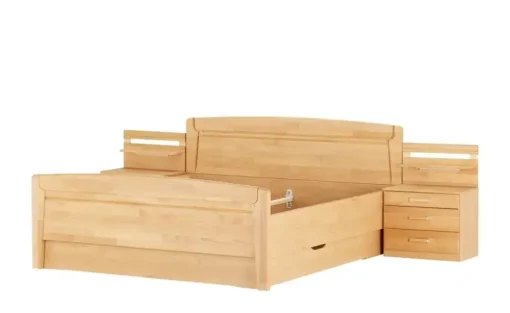 Woodford Bettanlage teilmassiv Morgana | mit Bettschubkästen, Aufsatzpaneelen und Beleuchtung