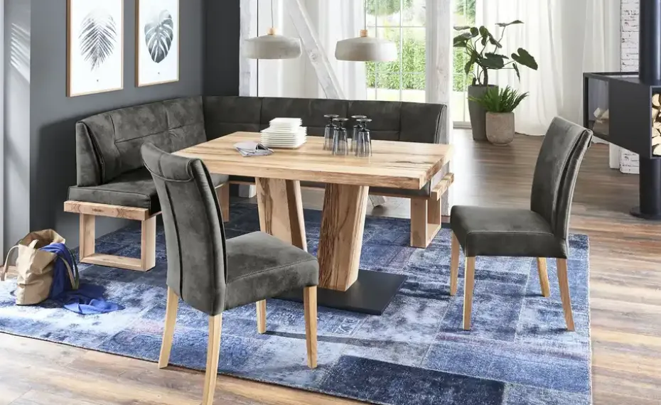 Woodford Eckbank massiv Alina | Anthrazit, ca, 155 x 225 cm