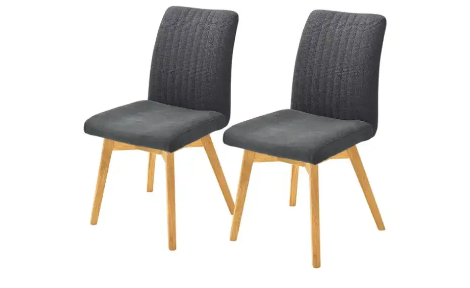 Woodford 2er Set Polsterstuhl im 2er Set Menda | Anthrazit, Wildeiche, geölt