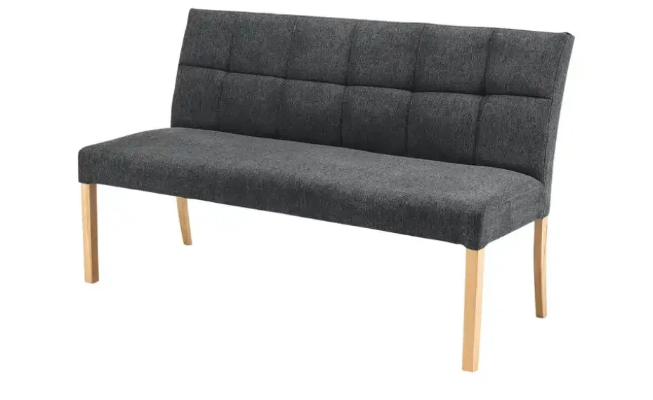 Woodford Esszimmerbank  mit Steppung Mako | Anthrazit, Webstoff fein