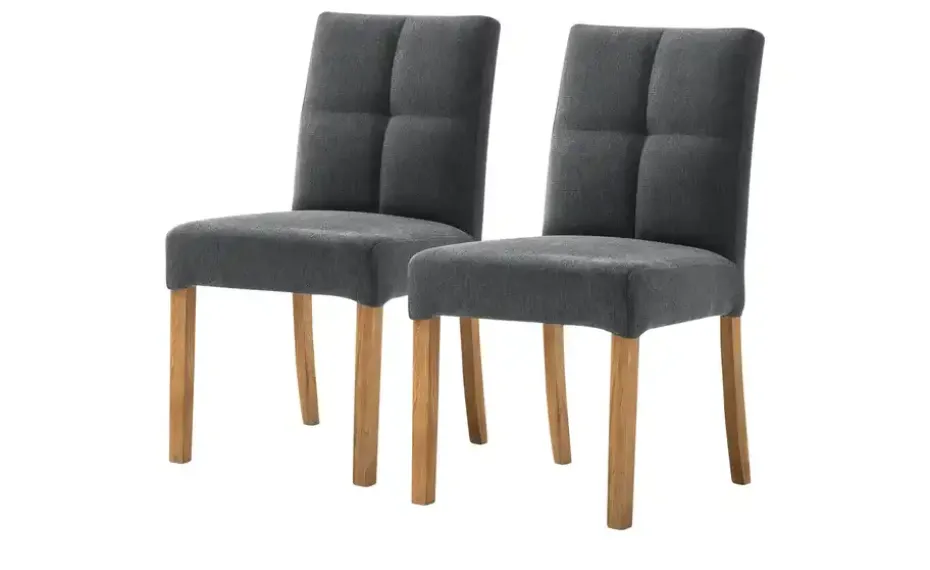 Woodford Esszimmerstuhl im 2er Set Mako | Anthrazit, Webstoff fein