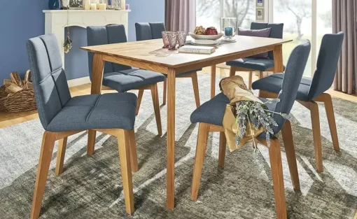 Woodford Esszimmerstuhl mit Steppung Anni | Blau, ohne