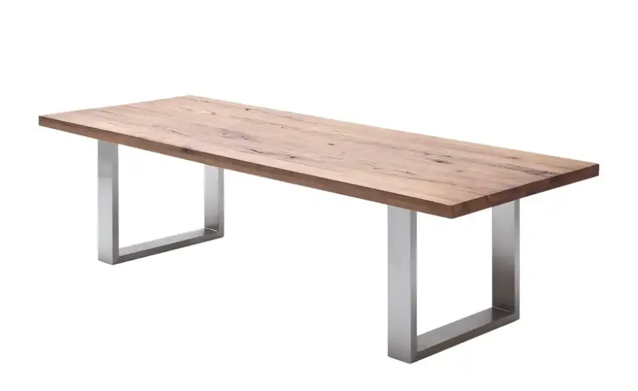 Woodford Kufentisch Lavello | Eiche Bassano, edelstahlfarben, gebürstet