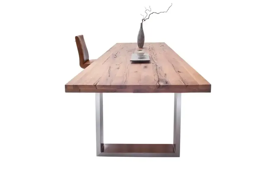 Woodford Kufentisch Lavello | Eiche Bassano, edelstahlfarben, gebürstet