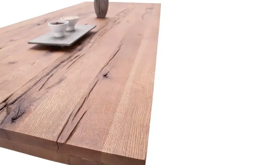 Woodford Kufentisch Lavello | Eiche Bassano, edelstahlfarben, gebürstet