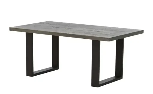 Woodford Massivholztisch Pantheon | Eiche Grau, Kufen (U-förmig)