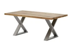 Woodford Massivholztisch Pantheon | Kufen (X-förmig), edelstahlfarben