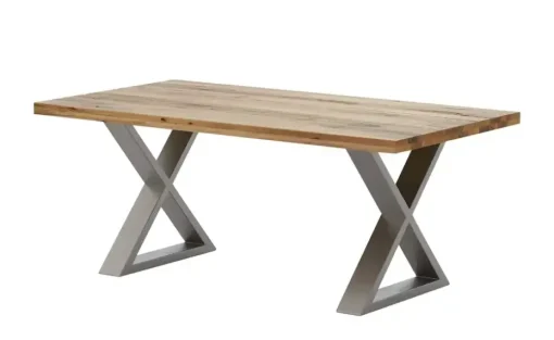 Woodford Massivholztisch Pantheon | Kufen (X-förmig), edelstahlfarben