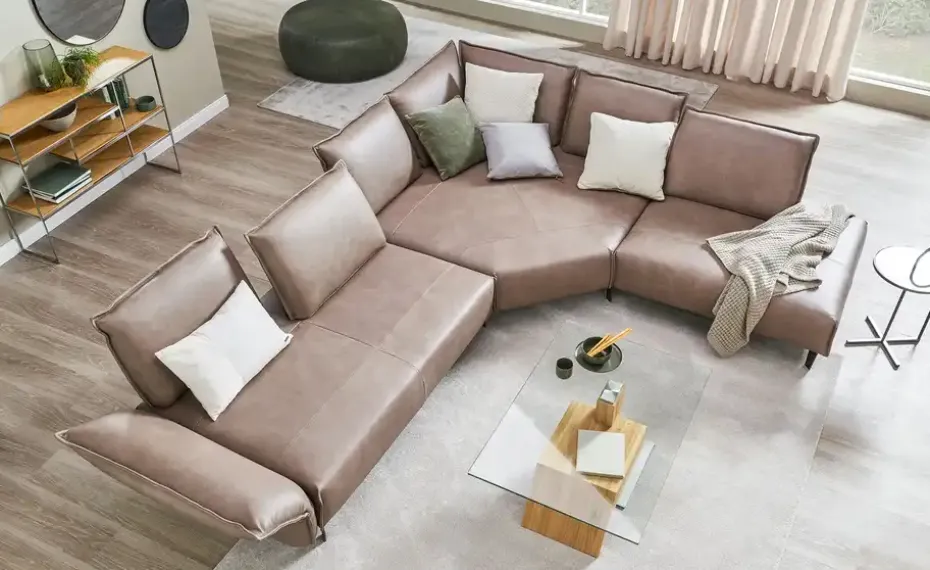 W.SCHILLIG Ecksofa aus Echtleder Bonnie | Braun, rechts